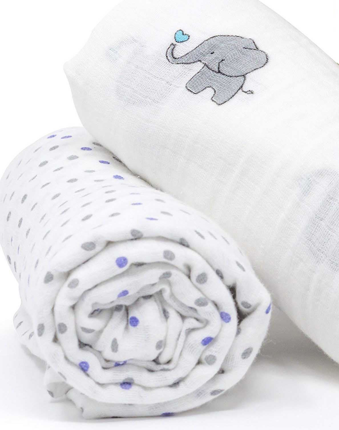 Swaddle Blanket For Stroller Buggy And Baby Bed Pure Cotton Baby Blankets Newin Star Baby Muslin Swaddling Blanket Giraffe/Elephant 