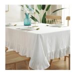 Pure white cotton table cloth by Ramesh Exports